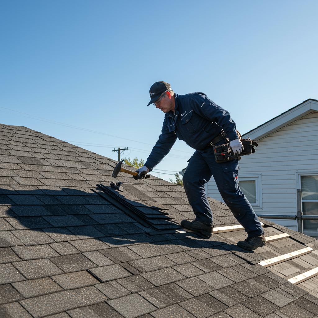 Shingle roof repair on a residential home