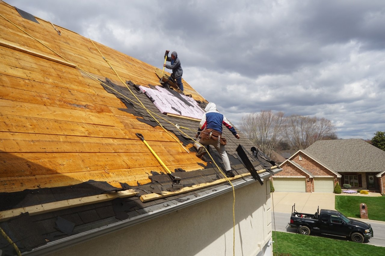 Re-roofing project with new architectural shingles being installed in Orlando, FL