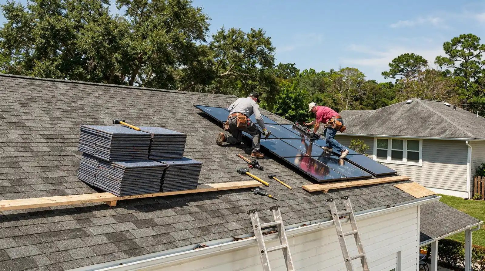 New roofing materials being installed on a Maitland, FL home by Assure-U Roofing