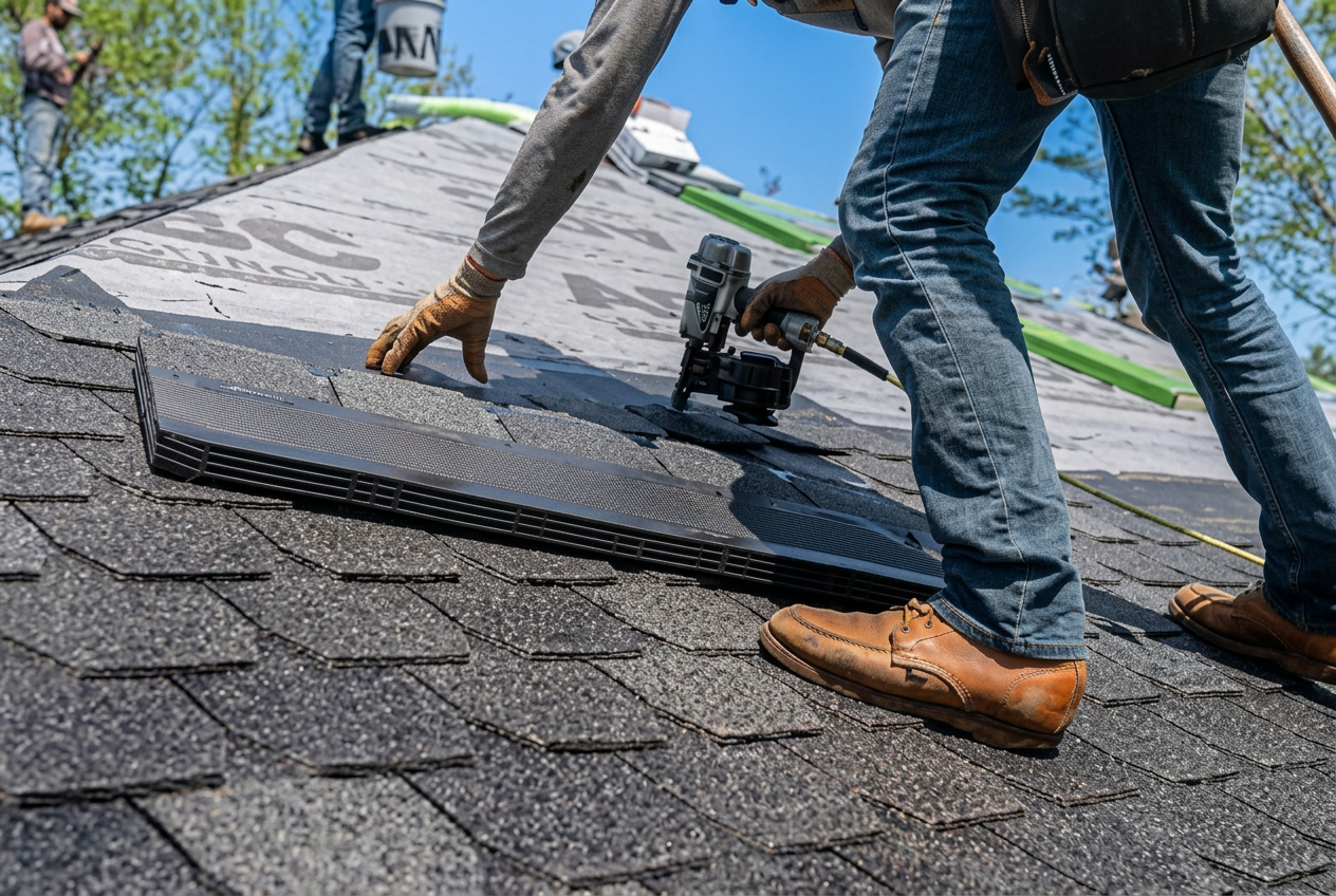 Ridge vent installed during a roof maintenance visit in Central Florida